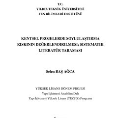 Çalışmanın kapak sayfası: başlık, yazar adı, danışman ve Yıldız Teknik Üniversitesi künyesi