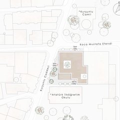 Vaziyet planı: Kurşunlu Camii, Atatürk İlköğretim Okulu ve Cumhuriyet Meydanı arasında parsel